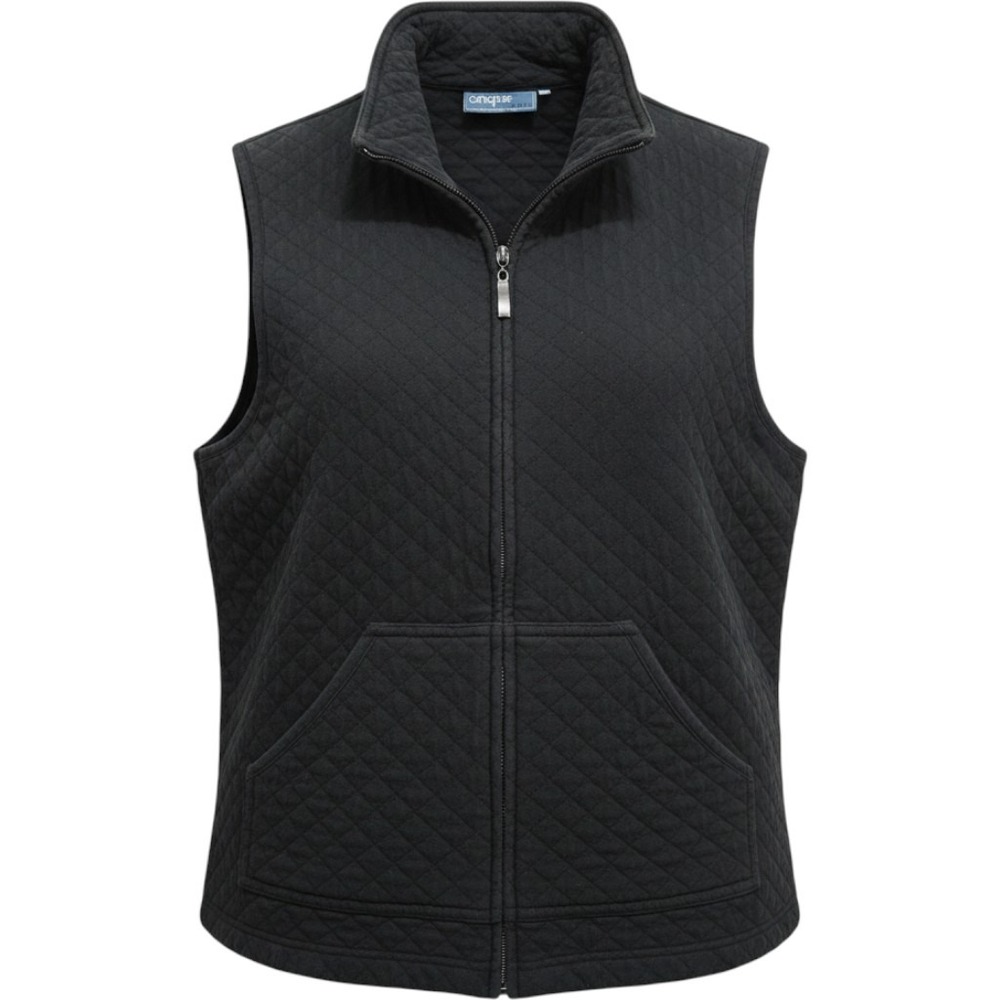 Onque Casuals Quilted Vest Women XL Black Sleeveless Cotton Full Zip
